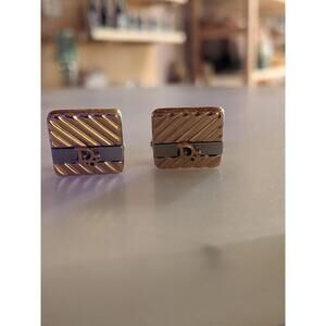 Vintage Christian Dior Cufflinks Gold Silver Two Tone Logo Cuff Links Cd